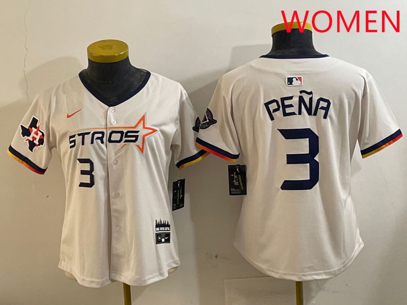 Women Houston Astros 3 Pena Cream Three generations Joint Name 2025 Nike MLB Jersey style 4101